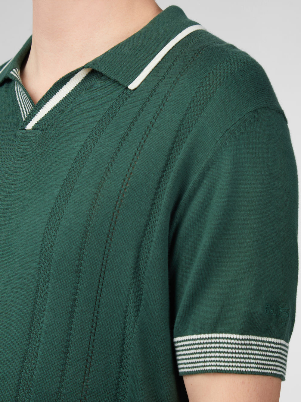 Prendas De Punto Ben Sherman Signature Open Neck Polo Verde | 213-SIHKAC