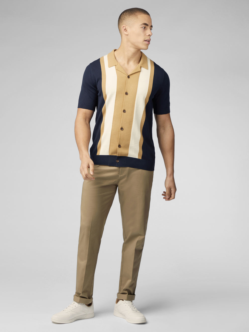 Prendas De Punto Ben Sherman Signature Resort Neck Button Through Polo Azul Marino | 582-HZQUYI