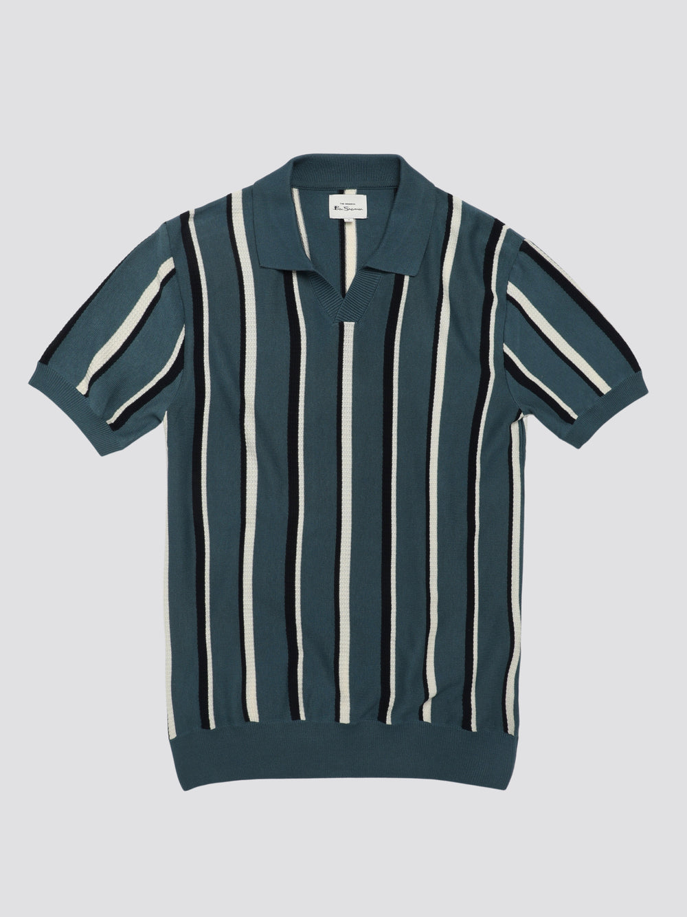 Prendas De Punto Ben Sherman Signature Vertical Stripe Open Neck Polo Turquesa | 973-ZJHVTP