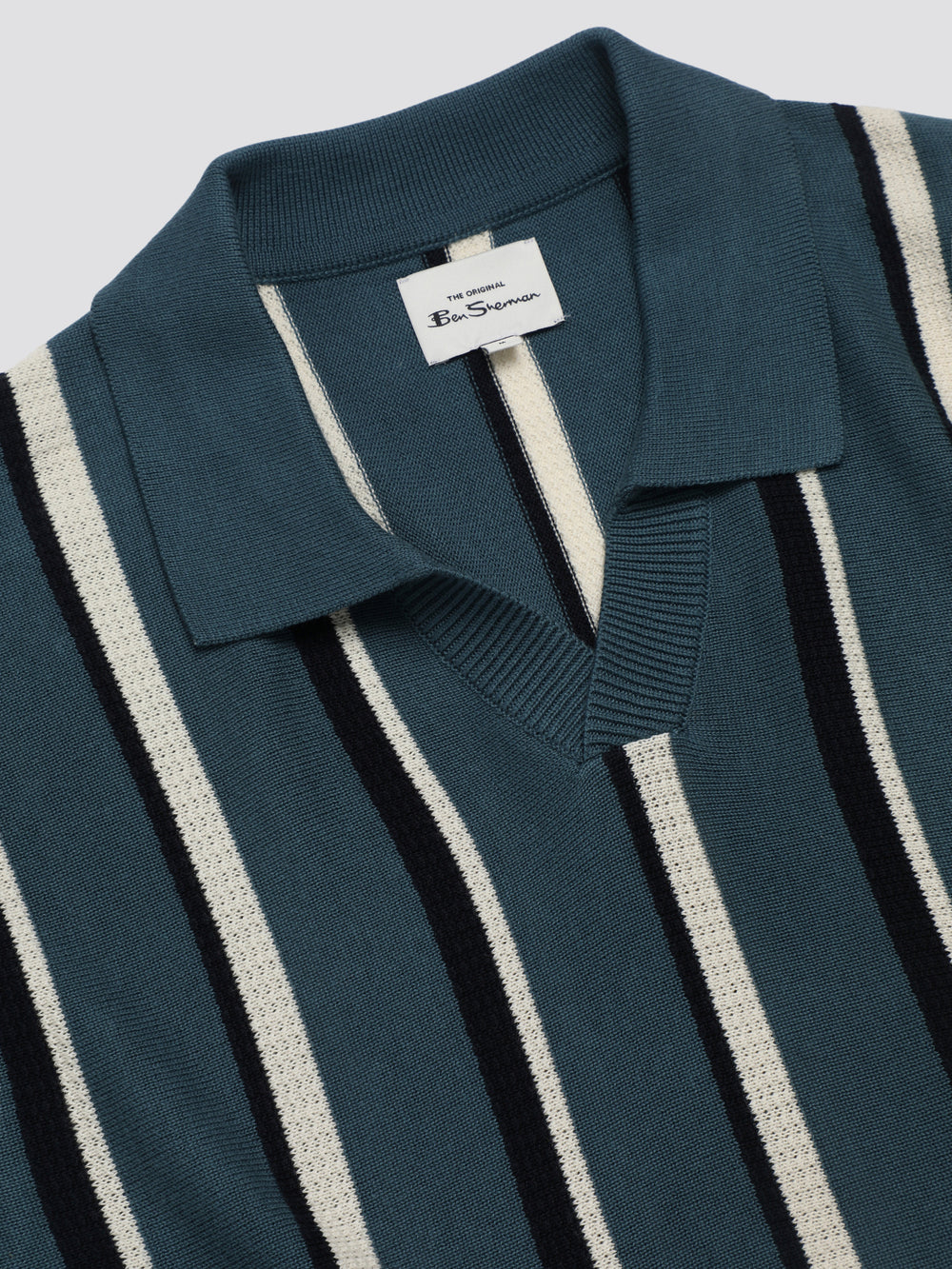 Prendas De Punto Ben Sherman Signature Vertical Stripe Open Neck Polo Turquesa | 973-ZJHVTP