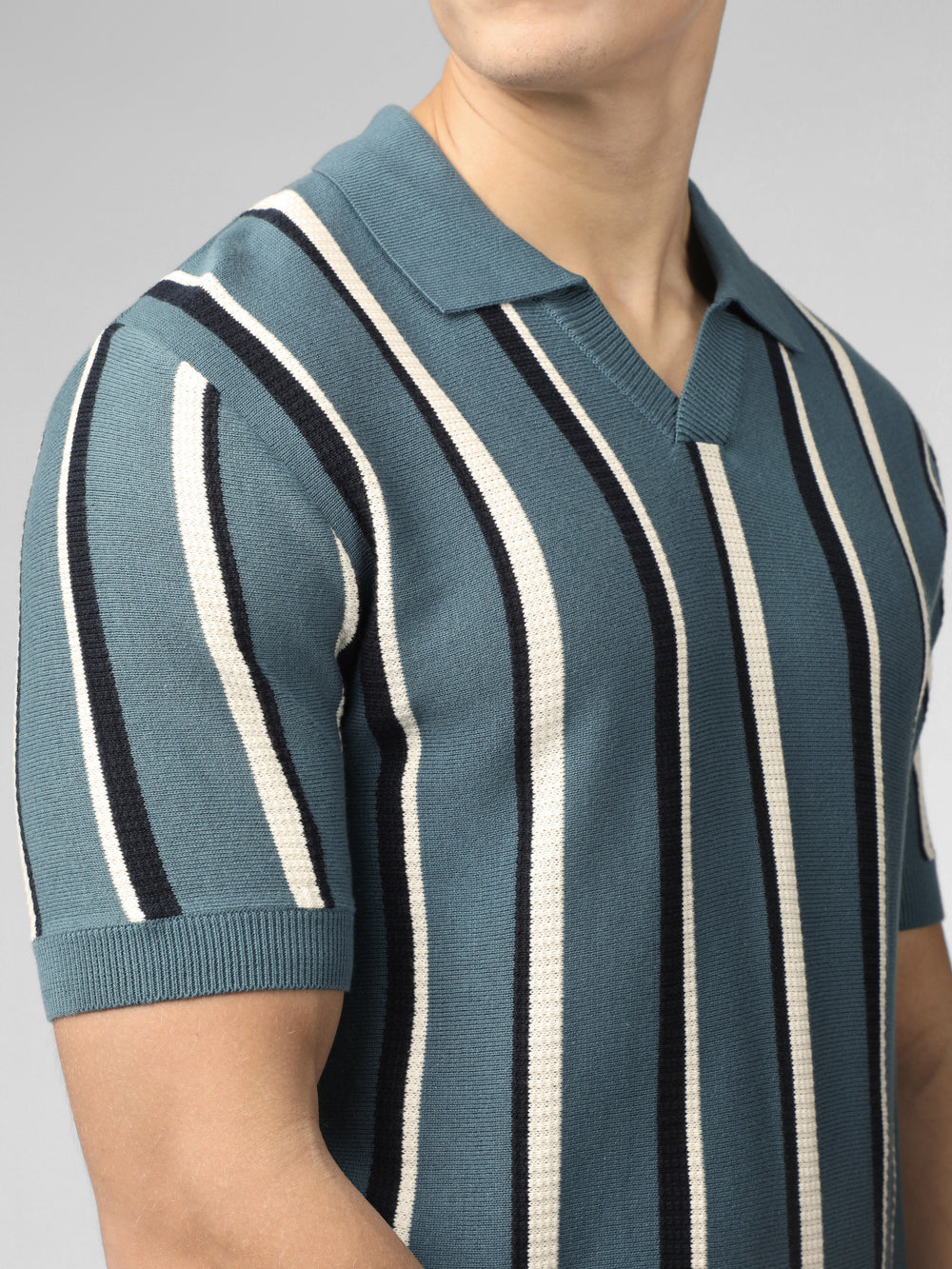 Prendas De Punto Ben Sherman Signature Vertical Stripe Open Neck Polo Turquesa | 973-ZJHVTP