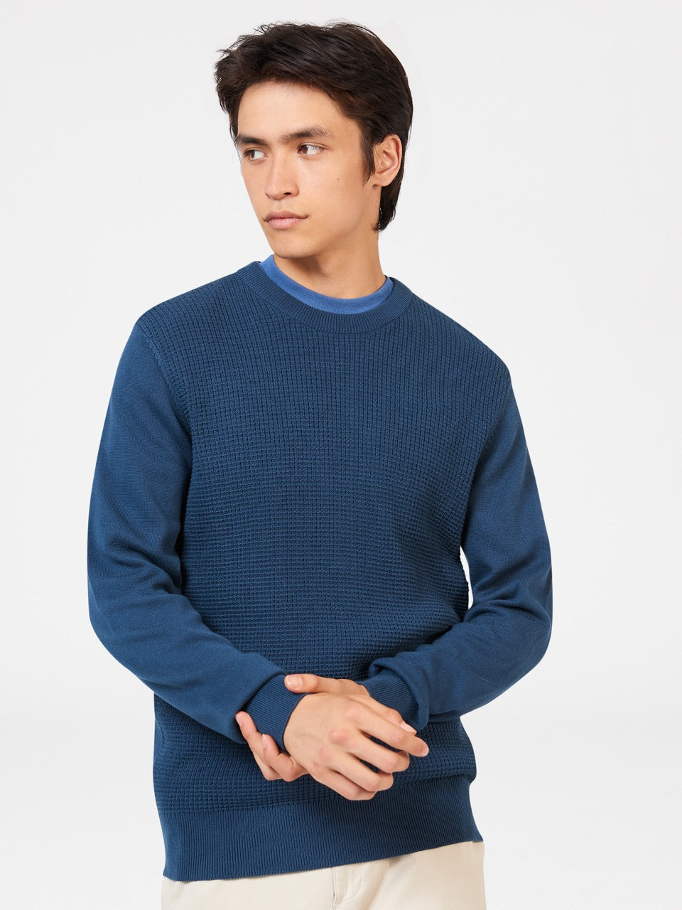 Prendas De Punto Ben Sherman Textured Crewneck Indigo | 094-GRWXOF