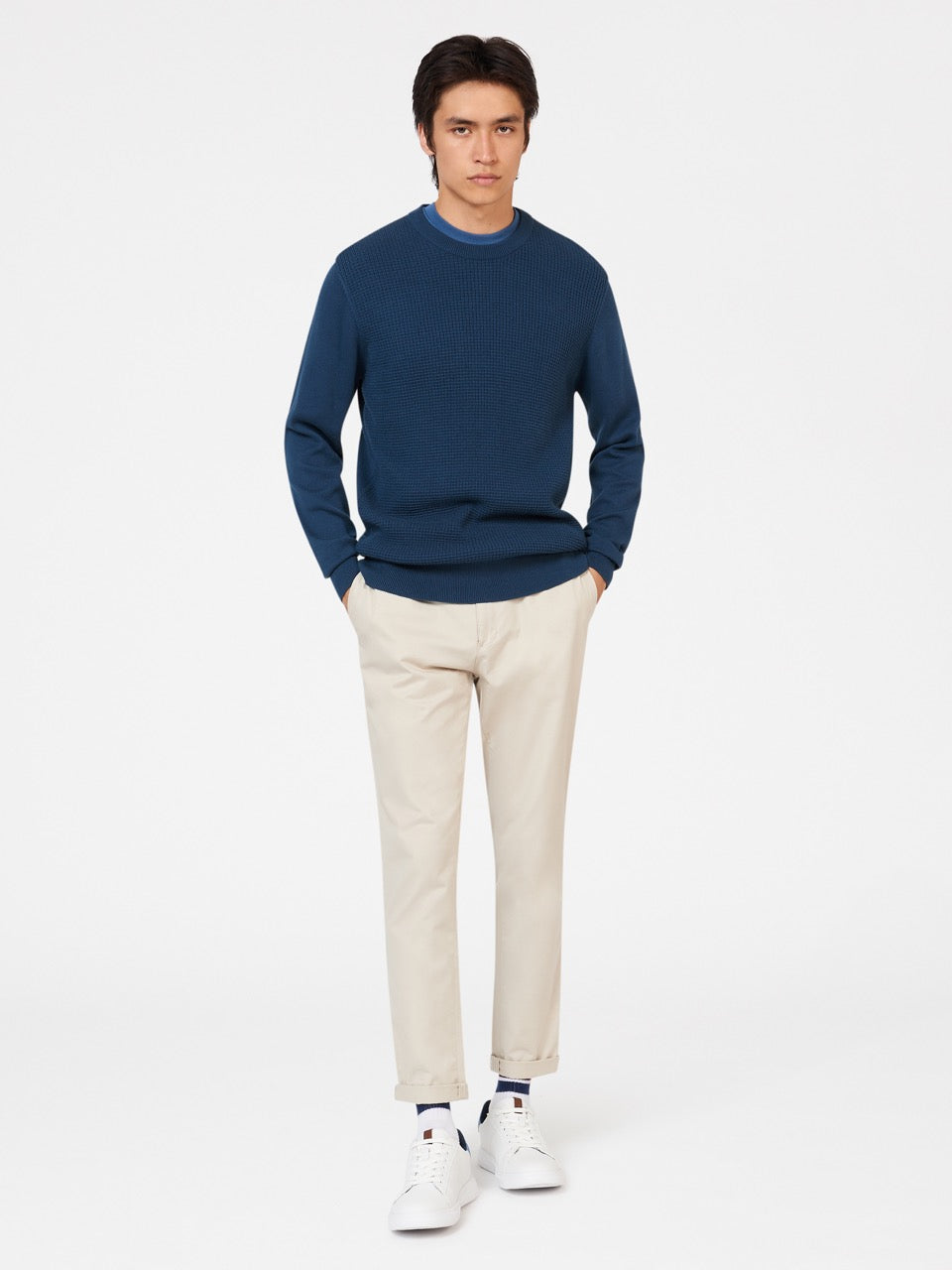 Prendas De Punto Ben Sherman Textured Crewneck Indigo | 094-GRWXOF