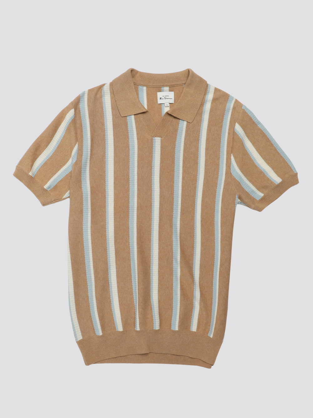 Prendas De Punto Ben Sherman Vertical Stripe Open Neck Polo Gris | 028-NQBAPY