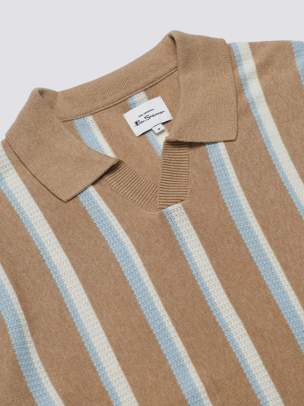 Prendas De Punto Ben Sherman Vertical Stripe Open Neck Polo Gris | 028-NQBAPY