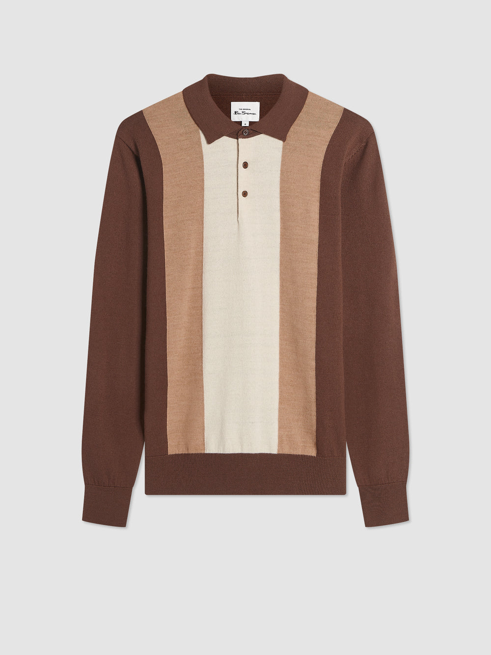 Suéteres De Cuello Polo Ben Sherman Block Stripe Merino Chocolate | 728-NYVHES