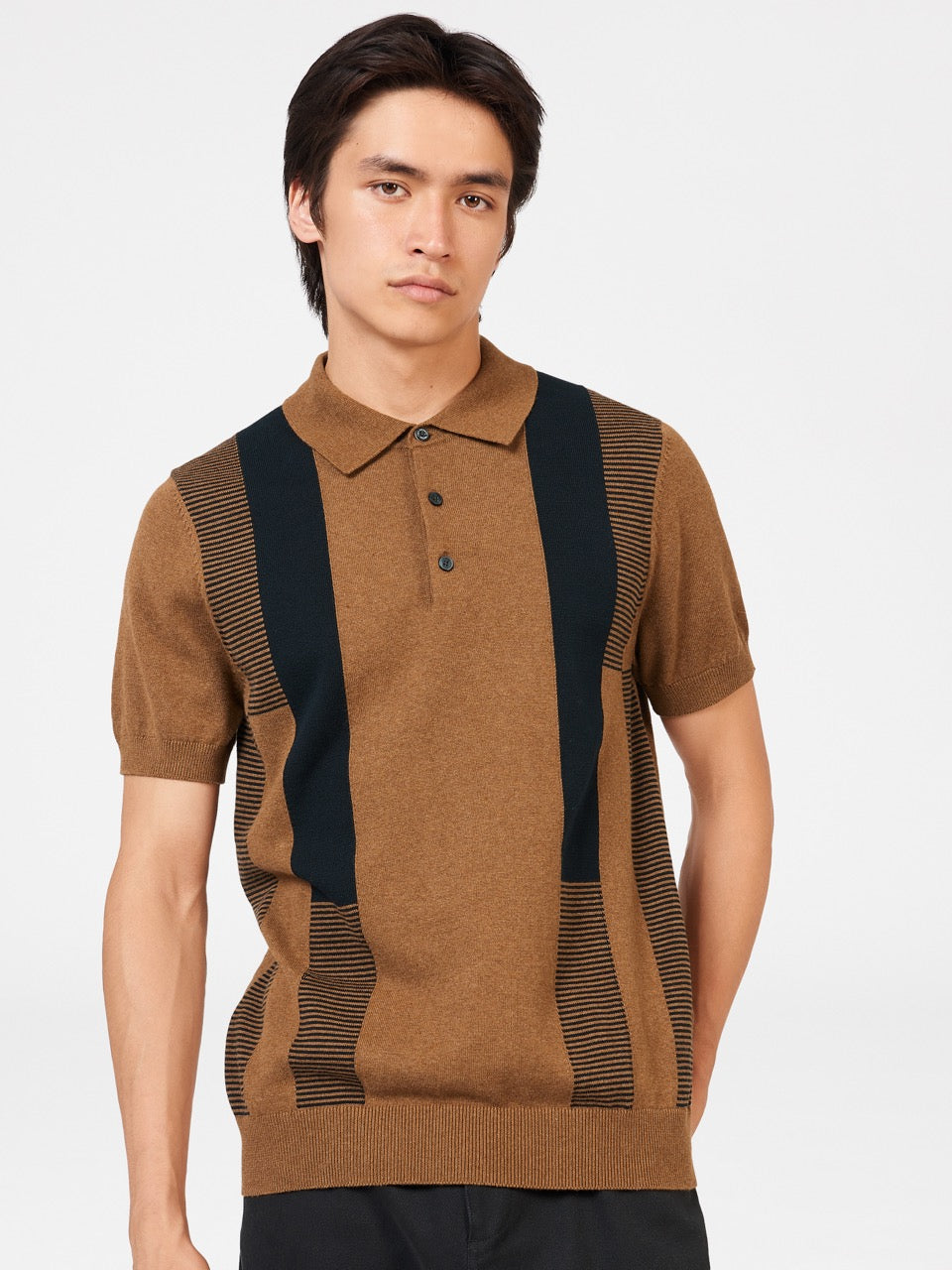 Suéteres De Cuello Polo Ben Sherman Intarsia Stripe Marrones | 459-BXJUEA