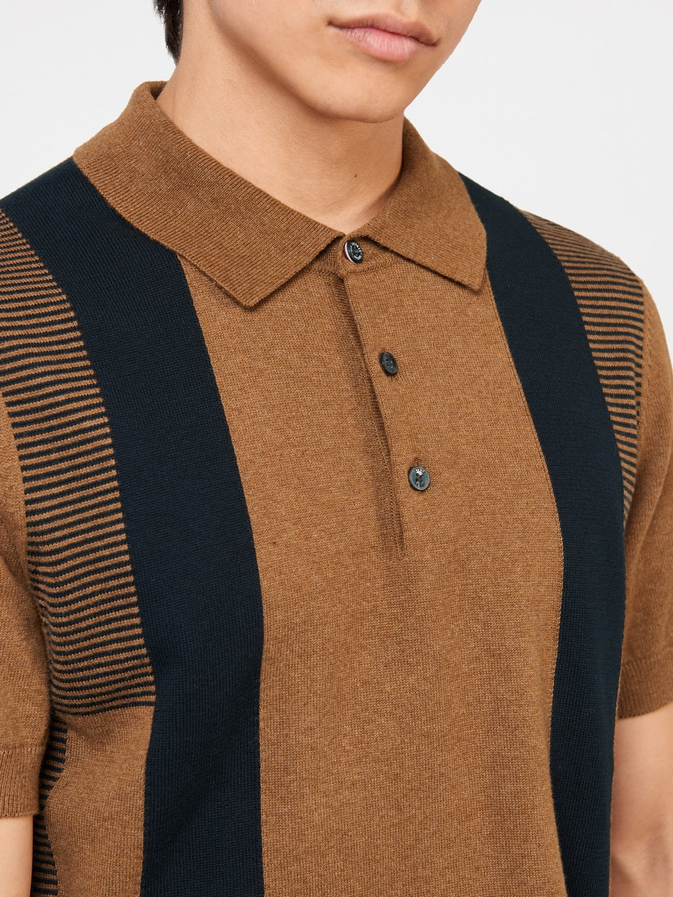 Suéteres De Cuello Polo Ben Sherman Intarsia Stripe Marrones | 459-BXJUEA