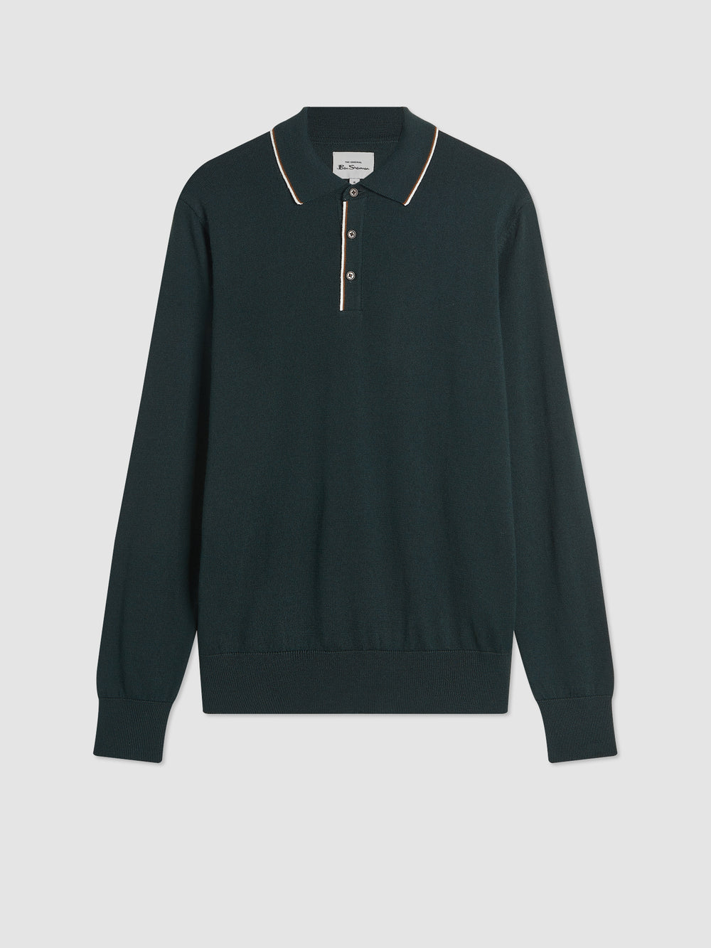 Suéteres De Cuello Polo Ben Sherman Tipped Merino Verde Oscuro | 192-BUSGYA