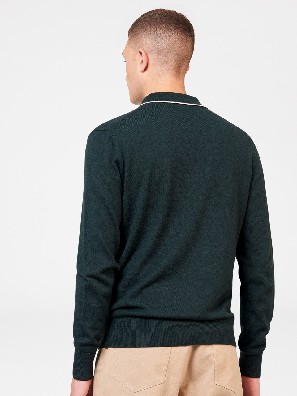 Suéteres De Cuello Polo Ben Sherman Tipped Merino Verde Oscuro | 192-BUSGYA