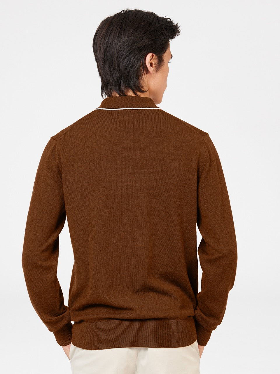 Suéteres De Cuello Polo Ben Sherman Tipped Merino Marrones | 248-HPMAZD