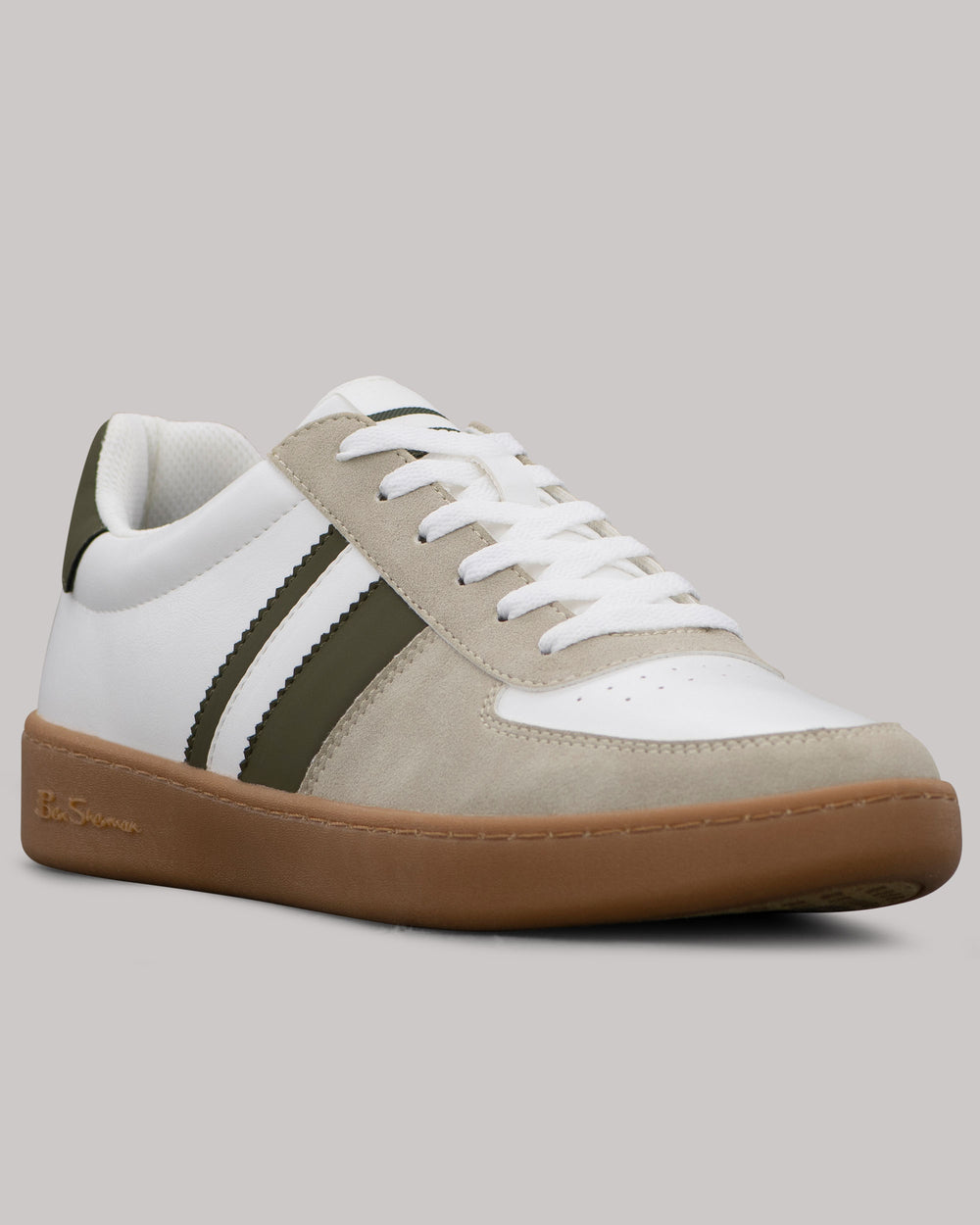 Zapatillas Ben Sherman Hyde Olive Stripe Blancas | 502-NWMHOY